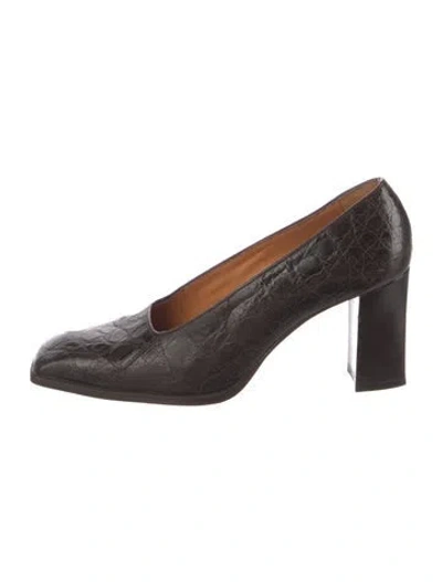 Pre-owned Ralph Lauren Alligator Pumps In Brown