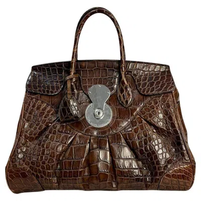 Pre-owned Ralph Lauren Alligator Ricky 33 Top Handle Bag In Black