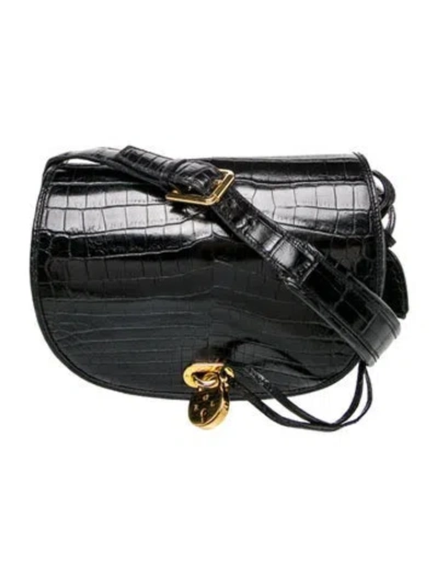Pre-owned Ralph Lauren Alligator Shoulder Bag In Black