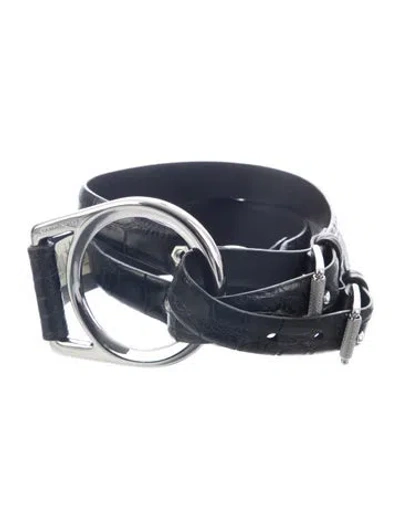 Pre-owned Ralph Lauren Alligator Waist Belt In Black