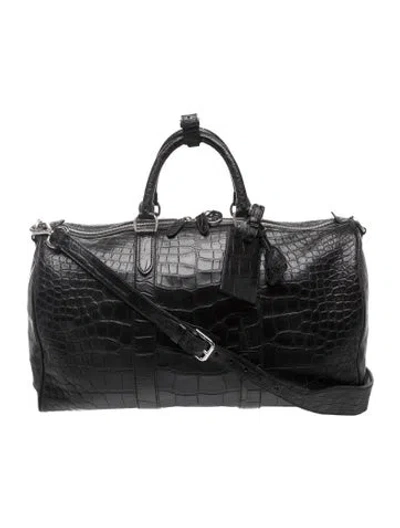 Pre-owned Ralph Lauren Alligator Weekender Bag In Black