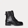 Ralph Lauren Allyson Burnished Leather Lace-up Bootie In Black