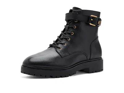 Ralph Lauren Allyson Calfskin Logo-keeper Booties Women's Boots Black: 7 B - Medium, Leather