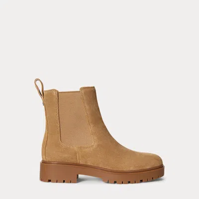 Ralph Lauren Allyson Suede Bootie In Brown