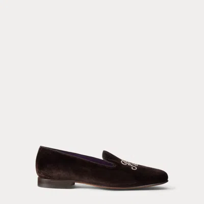Ralph Lauren Alonzo Bullion Velvet Slipper In Brown