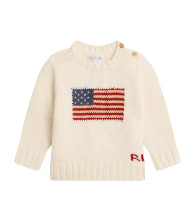 Ralph Lauren Kids' American Flag Sweater In White