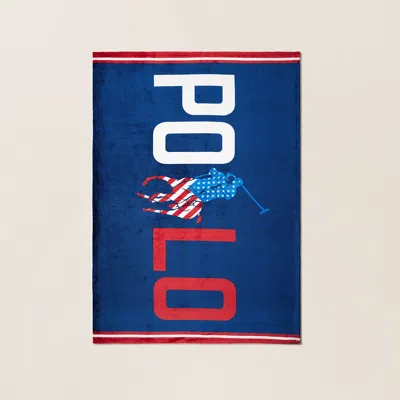 Polo Ralph Lauren Americana Logo Fleece Throw Blanket In Blue Multi