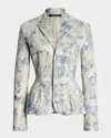 Ralph Lauren Amory Beaded Denim Single-breasted Jacket In Blue Mu