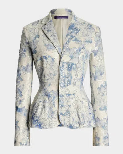 Ralph Lauren Amory Beaded Denim Single-breasted Jacket In Blue Mu