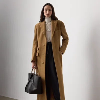 Ralph Lauren Amory Wool Herringbone Coat In Multi