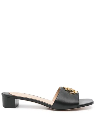 Ralph Lauren Anchor-plaque Sandals In Black