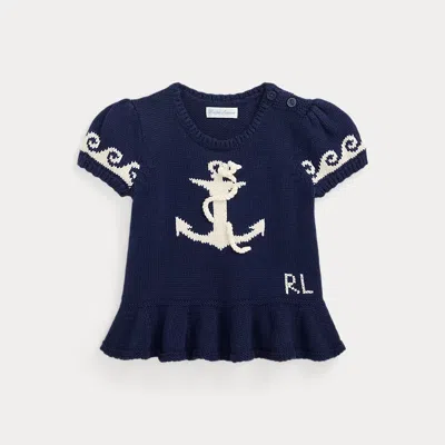 Polo Ralph Lauren Babies' Anchor Short-sleeve Cotton Sweater In Newport Navy/clubhouse