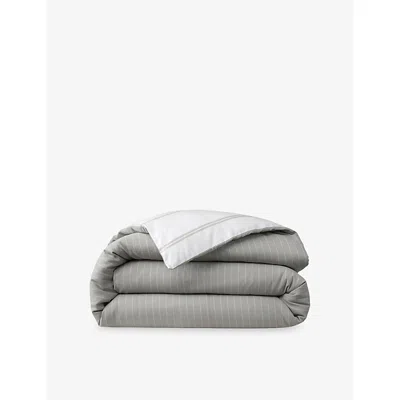 Ralph Lauren Andover Kerrigan Striped Cotton Duvet Cover In Gray