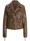 Polo Ralph Lauren Andrea Distressed Leather Jacket In Brown