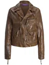 Polo Ralph Lauren Andrea Distressed Leather Jacket In Brown