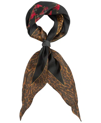 Ralph Lauren Animal Border Small Diamond Scarf In Brown
