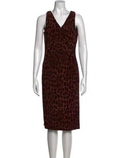 Pre-owned Ralph Lauren Animal Print Knee-length Dress In Brown