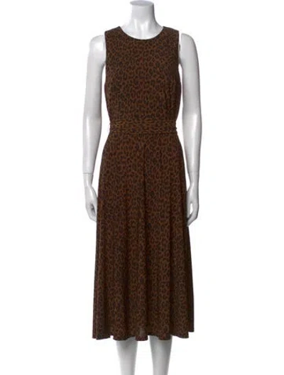Pre-owned Ralph Lauren Animal Print Midi Length Dress In Brown