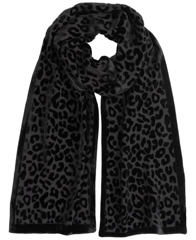 Ralph Lauren Animal Velvet Burnout Oblong Scarf In Black