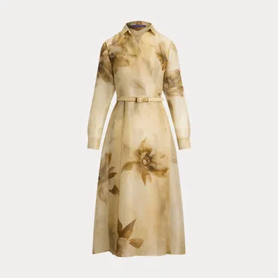 Ralph Lauren Aniyah Floral Silk Gauze Day Dress In Tan Multi