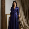 Ralph Lauren Aniyah Silk Satin Day Dress In Dark Sapphire