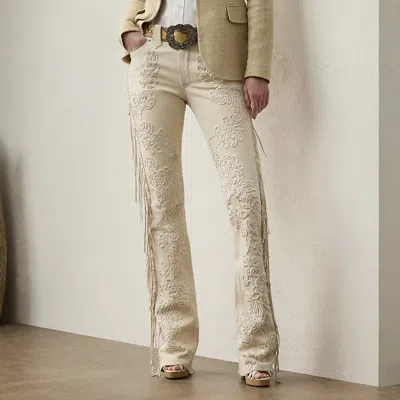 Ralph Lauren Annabeth Embellished Fringe Suede Pant