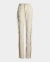 Ralph Lauren Annabeth Embellished Suede Bootcut Pants