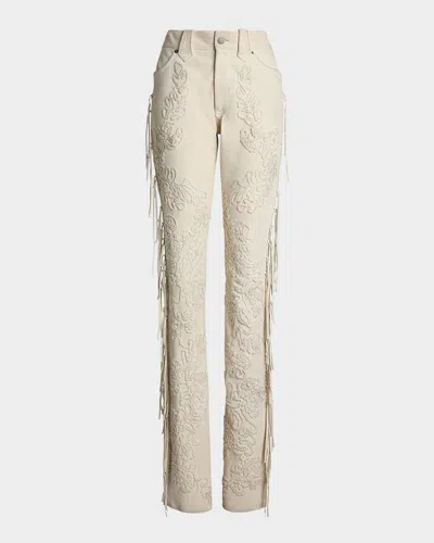 Ralph Lauren Annabeth Embellished Suede Bootcut Pants