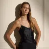 Polo Ralph Lauren Annelia Washed Silk Charmeuse Camisole In Black