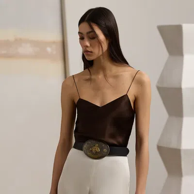 Polo Ralph Lauren Annelia Washed Silk Charmeuse Camisole In Mocha