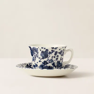 Ralph Lauren Antique Marble Teacup & Saucer In Blue/white