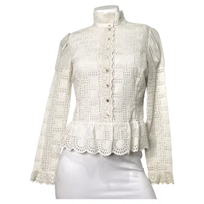 Pre-owned Ralph Lauren Antique White Lace Archival Runway Purple Label Blouse Spring 2019