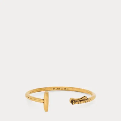 Ralph Lauren Antiqued Brass Polo Mallet Cuff In Yellow