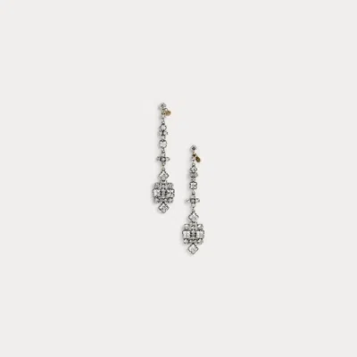 Ralph Lauren Antiqued Crystal Drop Earrings In Gray