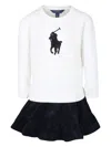 Polo Ralph Lauren Big Pony Corduroy-skirt Fleece Dress In White