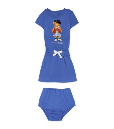 Ralph Lauren Kids' Appliqué Polo Bear Dress (3-24 Months) In Blue