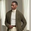Ralph Lauren Aran-knit Cashmere Blazer Cardigan In Green