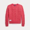 Ralph Lauren Kids' Aran-knit Cotton Jumper In Red