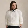 Ralph Lauren Aran-knit Cotton Rollneck Sweater In Deckwash White