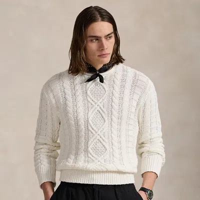 Ralph Lauren Aran-knit Cotton Rollneck Sweater In Deckwash White