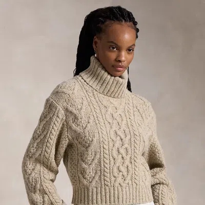 Polo Ralph Lauren Aran-knit Merino Wool Turtleneck In Cream Donegal