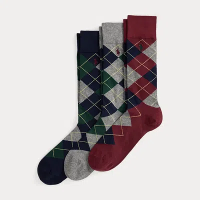 Ralph Lauren Argyle Cotton-blend Trouser Sock 3-pack In Multi