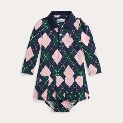 Ralph Lauren Babies'  Argyle Mesh Polo Dress & Bloomer In Multi