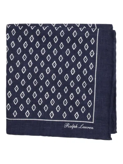 Ralph Lauren Art Deco Print Neckerchief In Blue
