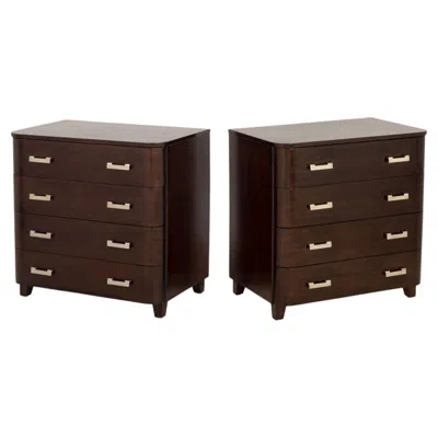 Pre-owned Ralph Lauren Art Deco Style Rosewood Chests Of Drawers, Pair In Brown