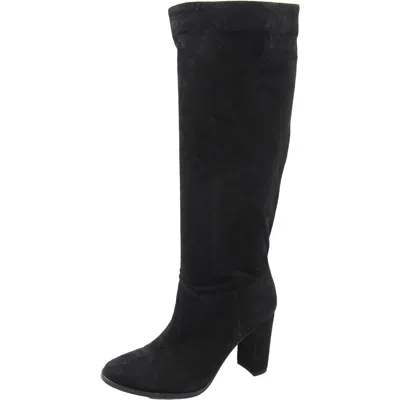 Ralph Lauren Artizan Tall Womens Laceless Suede Knee-high Boots In Black