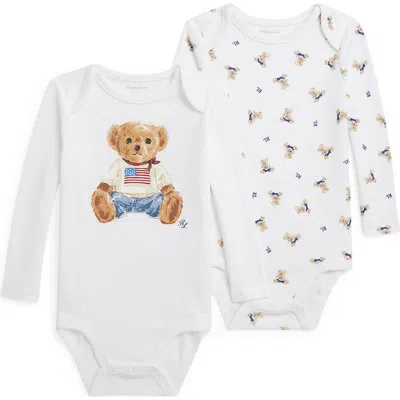 Ralph Lauren Babies'  Assorted 2-pack Cotton Bodysuits In White