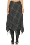 Ralph Lauren Dark Grey Check Pattern Wrap Skirt In Black