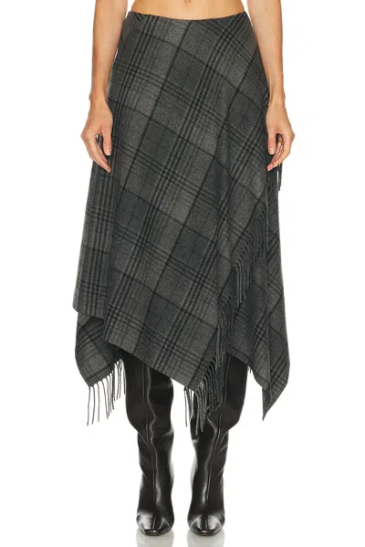 RALPH LAUREN RALPH LAUREN COLLECTION ASYMMETRIC FRINGED CHECKED SKIRT