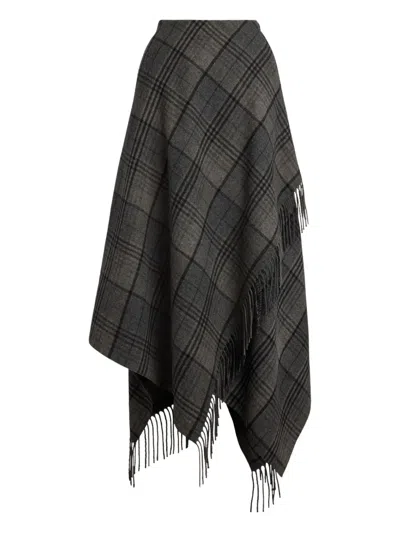 RALPH LAUREN ASYMMETRIC FRINGE-DETAIL SKIRT